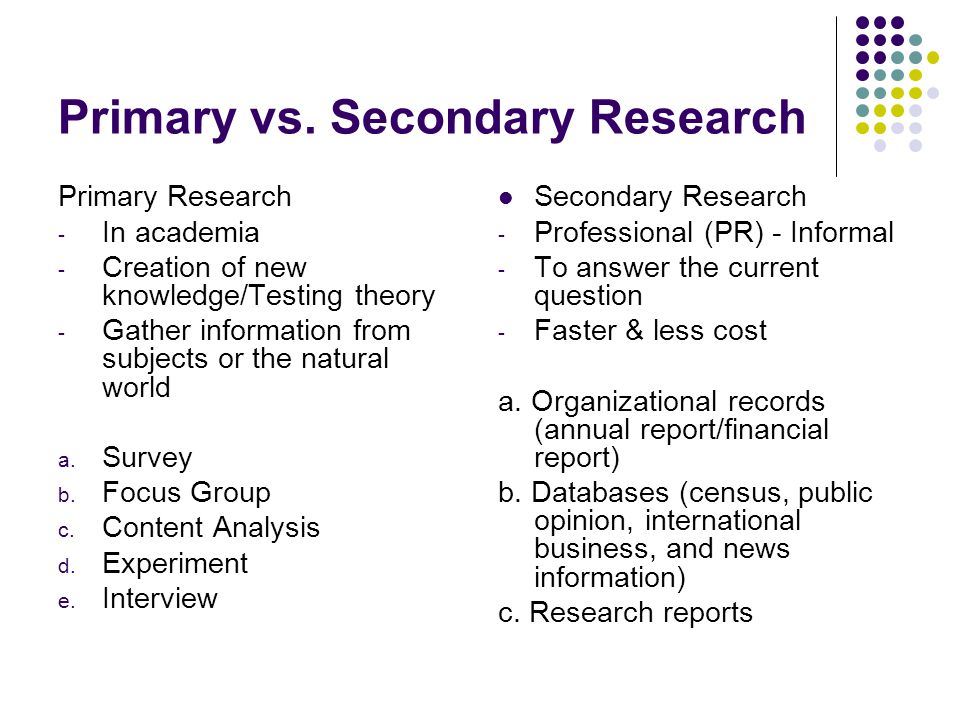 Facts About Primary and Secondary Data